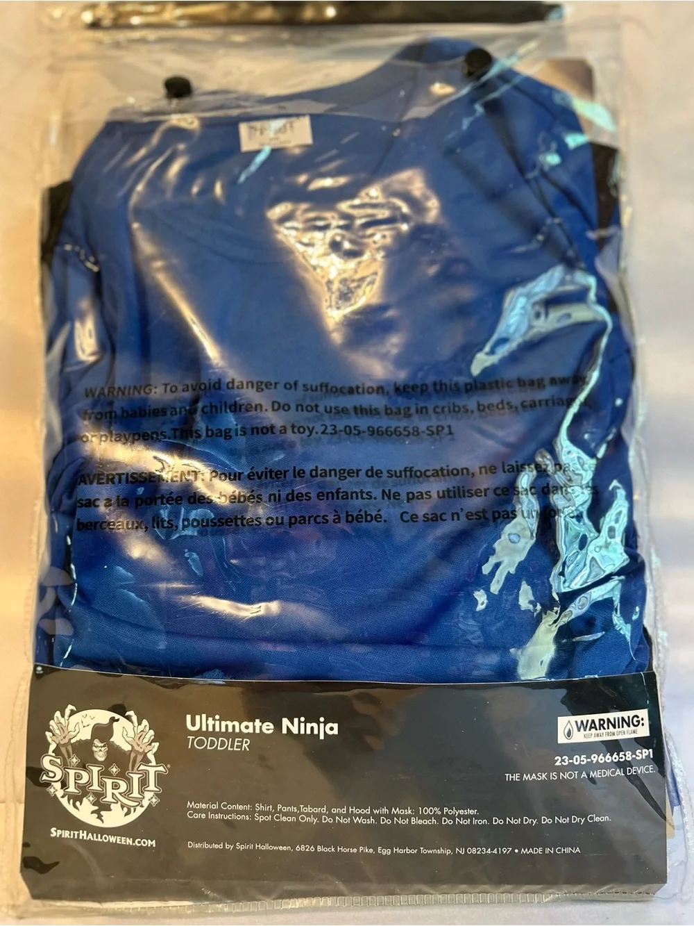 NEW Spirit Halloween Ultimate Ninja Toddler Costume 3-4T - Blue